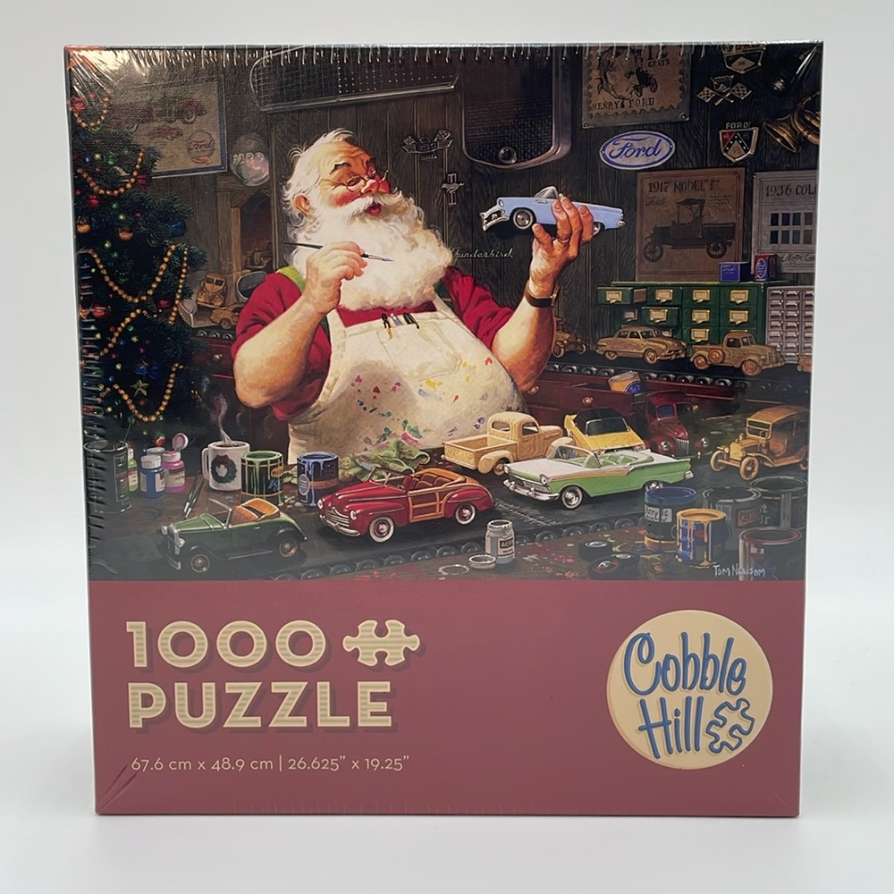 Cobble Hill 1000 Piece Puzzle Santa Painting Cars Christmas Puzzle‎